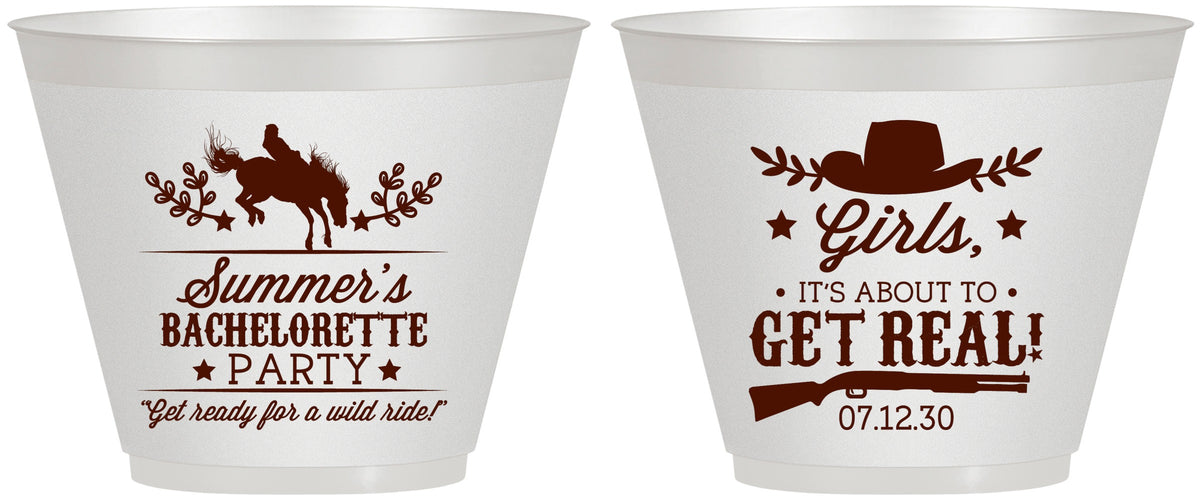 Custom Bachelorette 9 oz Wine Frosted Cups - Its About To Get Real | 60043