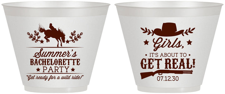 Custom Bachelorette 9 oz Wine Frosted Cups - Its About To Get Real | 60043