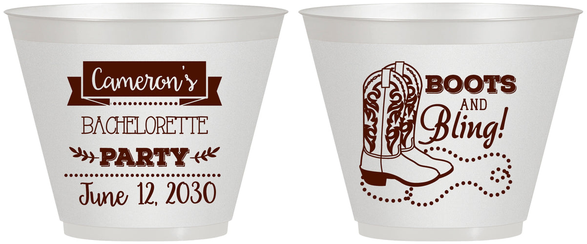 Custom Bachelorette 9 oz Wine Frosted Cups - Boots And Bling | 60044