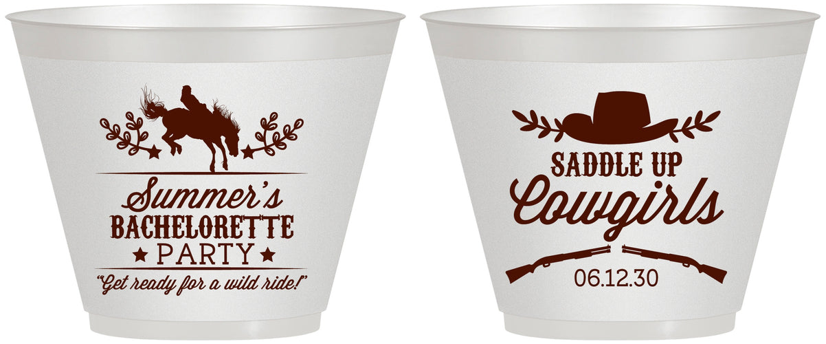 Custom Bachelorette 9 oz Wine Frosted Cups - Saddle Up Cowgirls | 60045