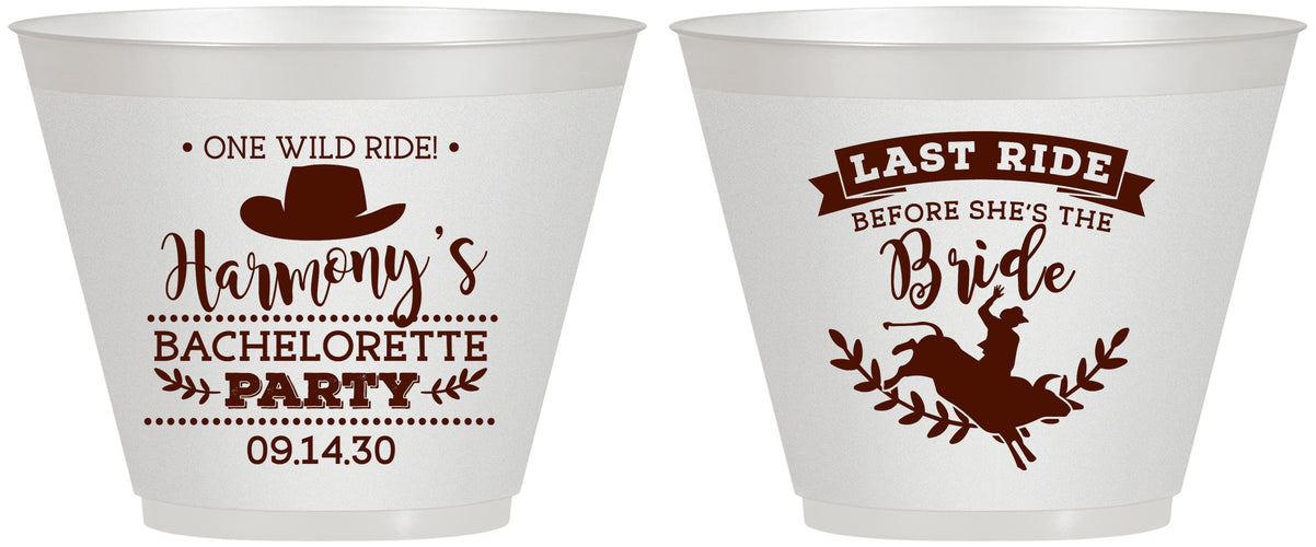 Custom Bachelorette 9 oz Wine Frosted Cups - Last Ride Before Bride | 60046