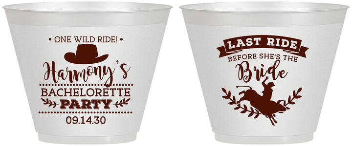 Custom Bachelorette 9 oz Wine Frosted Cups - Last Ride Before Bride | 60046