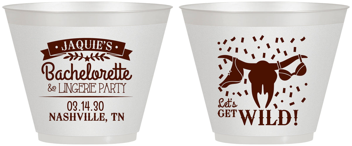 Custom Bachelorette 9 oz Wine Frosted Cups - Lets Get Wild Cowgirl | 60048