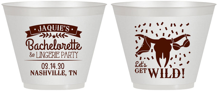 Custom Bachelorette 9 oz Wine Frosted Cups - Lets Get Wild Cowgirl | 60048