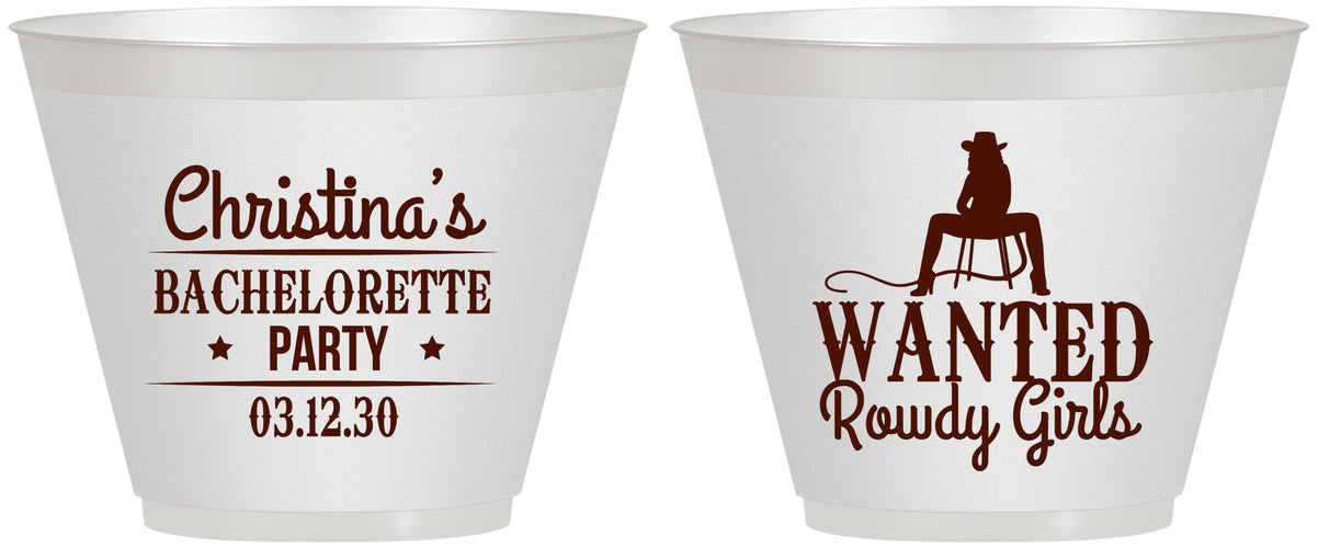 Custom Bachelorette 9 oz Wine Frosted Cups - Wanted Rowdy Girls | 60049