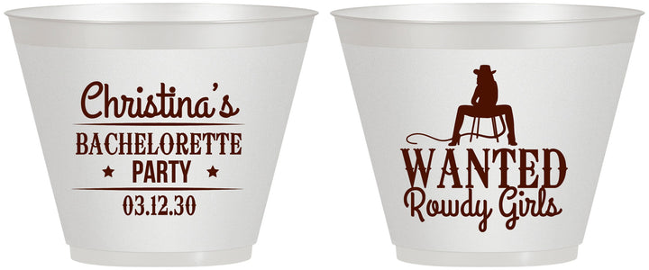 Custom Bachelorette 9 oz Wine Frosted Cups - Wanted Rowdy Girls | 60049
