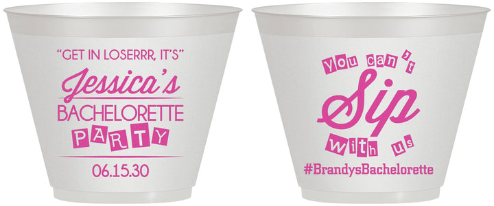 Custom Bachelorette 9 oz Wine Frosted Cups - Cant Sip With Us | 60050