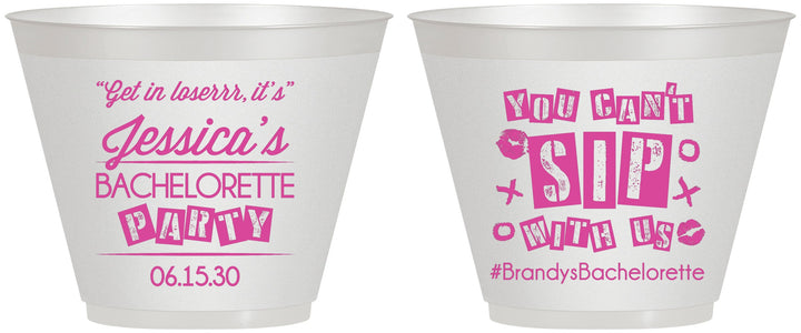 Custom Bachelorette 9 oz Wine Frosted Cups - Cant Sip With Us | 60051