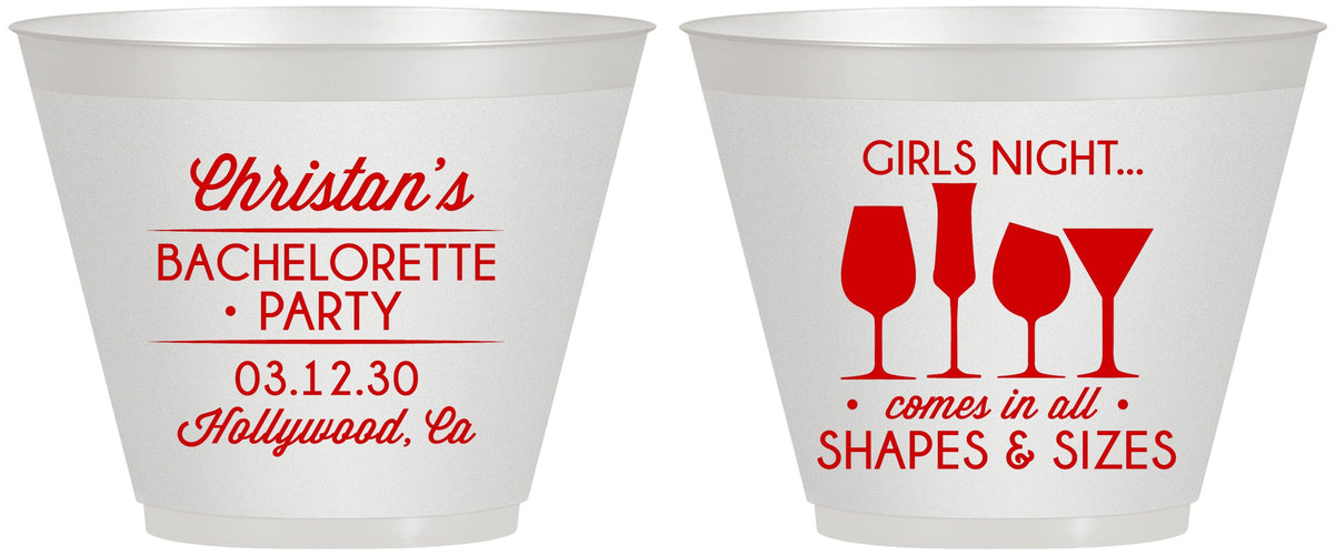 Custom Bachelorette 9 oz Wine Frosted Cups - Girls Night | 60054