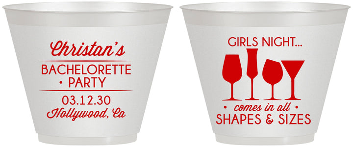 Custom Bachelorette 9 oz Wine Frosted Cups - Girls Night | 60054
