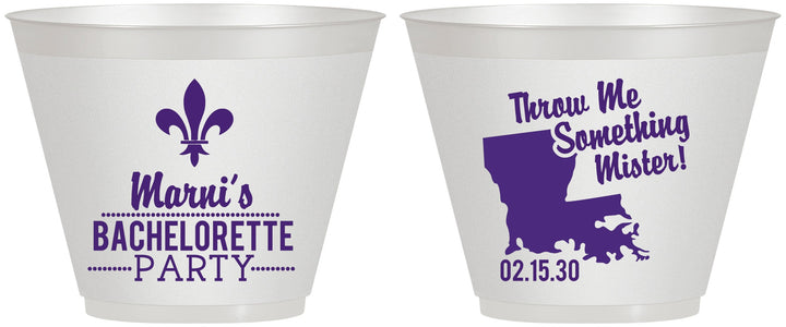 Custom Bachelorette 9 oz Wine Frosted Cups - Mardi Gras | 60056