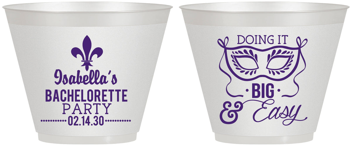 Custom Bachelorette 9 oz Wine Frosted Cups - Mardi Gras | 60059