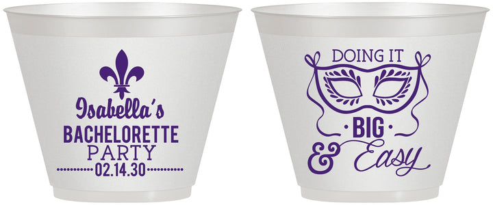 Custom Bachelorette 9 oz Wine Frosted Cups - Mardi Gras | 60059