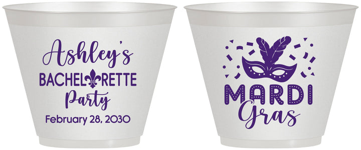 Custom Bachelorette 9 oz Wine Frosted Cups - Mardi Gras | 60060