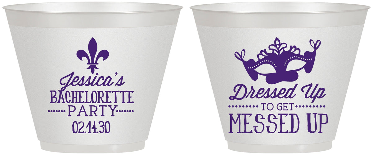 Custom Bachelorette 9 oz Wine Frosted Cups - Mardi Gras | 60061