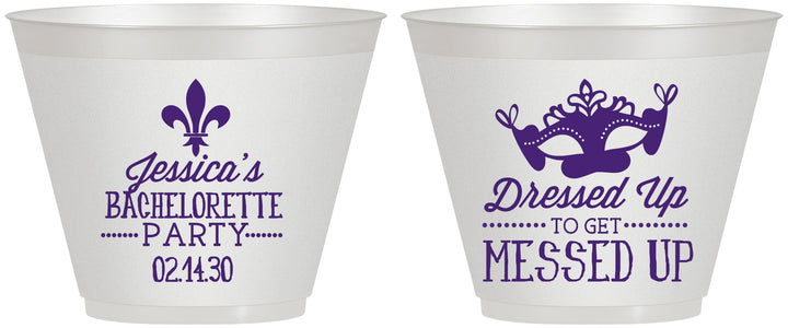 Custom Bachelorette 9 oz Wine Frosted Cups - Mardi Gras | 60061