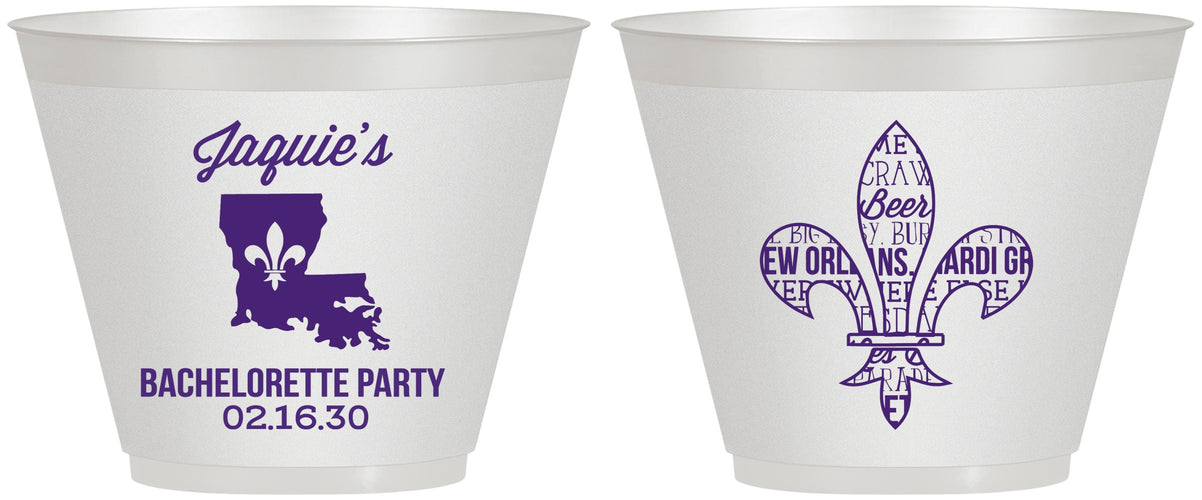 Custom Bachelorette 9 oz Wine Frosted Cups - Mardi Gras | 60062