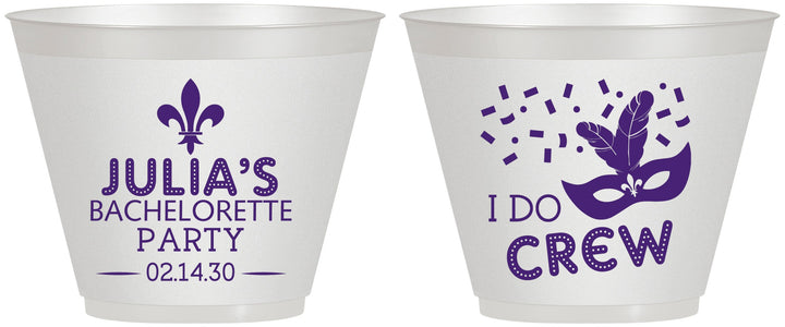 Custom Bachelorette 9 oz Wine Frosted Cups - Mardi Gras I Do Crew | 60063