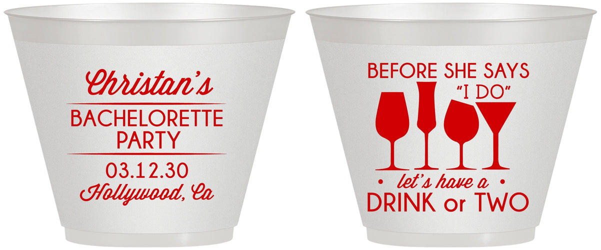Custom Bachelorette 9 oz Wine Frosted Cups - Before She Says I Do | 60064