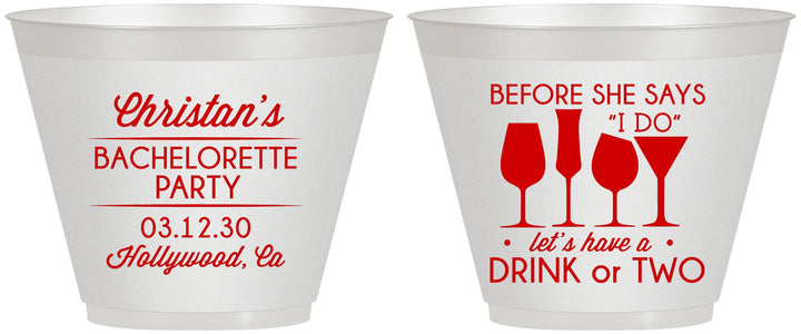 Custom Bachelorette 9 oz Wine Frosted Cups - Before She Says I Do | 60064