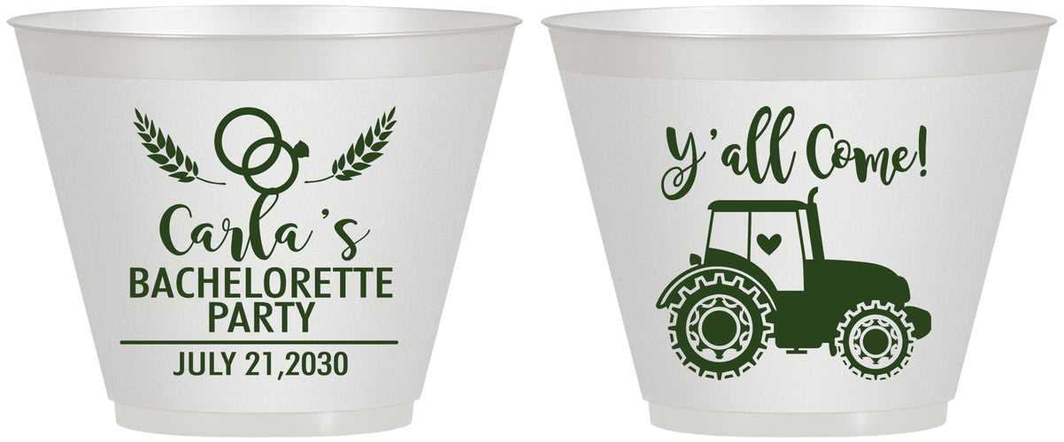 Custom Bachelorette 9 oz Wine Frosted Cups - Tractor Farm | 60070