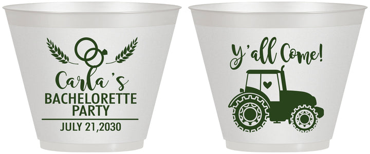 Custom Bachelorette 9 oz Wine Frosted Cups - Tractor Farm | 60070
