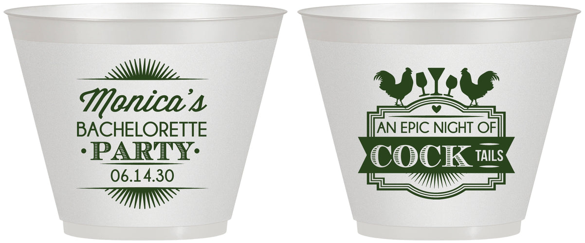 Custom Bachelorette 9 oz Wine Frosted Cups - Epic Night Of Cocktails | 60071
