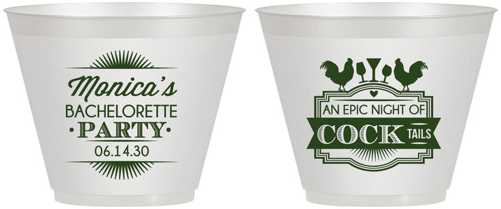 Custom Bachelorette 9 oz Wine Frosted Cups - Epic Night Of Cocktails | 60071