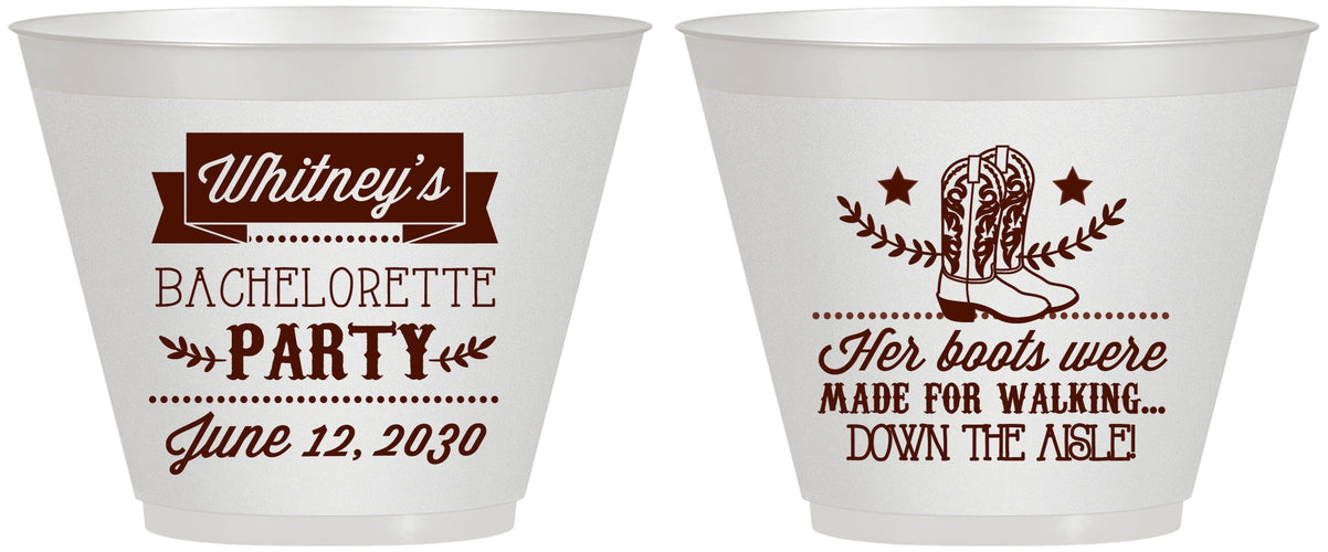 Custom Bachelorette 9 oz Wine Frosted Cups - Cowgirl Boots | 60072