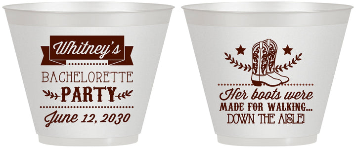 Custom Bachelorette 9 oz Wine Frosted Cups - Cowgirl Boots | 60072