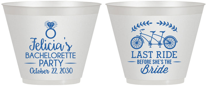 Custom Bachelorette 9 oz Wine Frosted Cups - Last Ride Before Bride | 60073