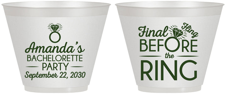 Custom Bachelorette 9 oz Wine Frosted Cups - Final Fling Before The Ring | 60074