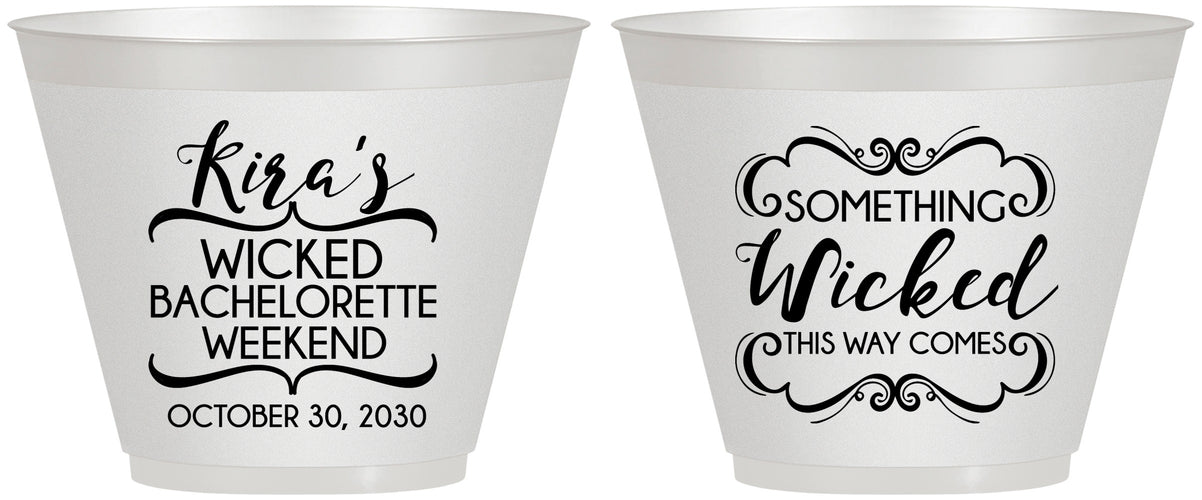 Custom Bachelorette 9 oz Wine Frosted Cups - Something Wicked | 60076