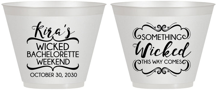 Custom Bachelorette 9 oz Wine Frosted Cups - Something Wicked | 60076