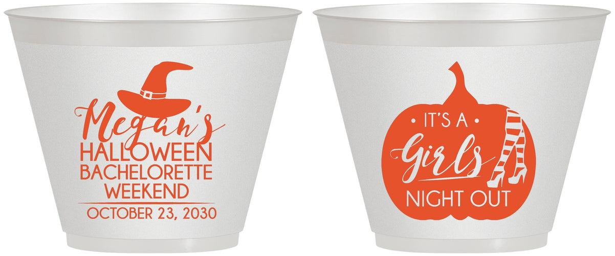Custom Bachelorette 9 oz Wine Frosted Cups - Halloween Girls Night Out | 60077