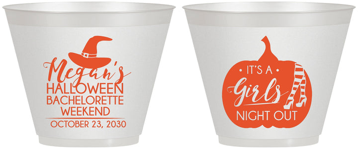 Custom Bachelorette 9 oz Wine Frosted Cups - Halloween Girls Night Out | 60077