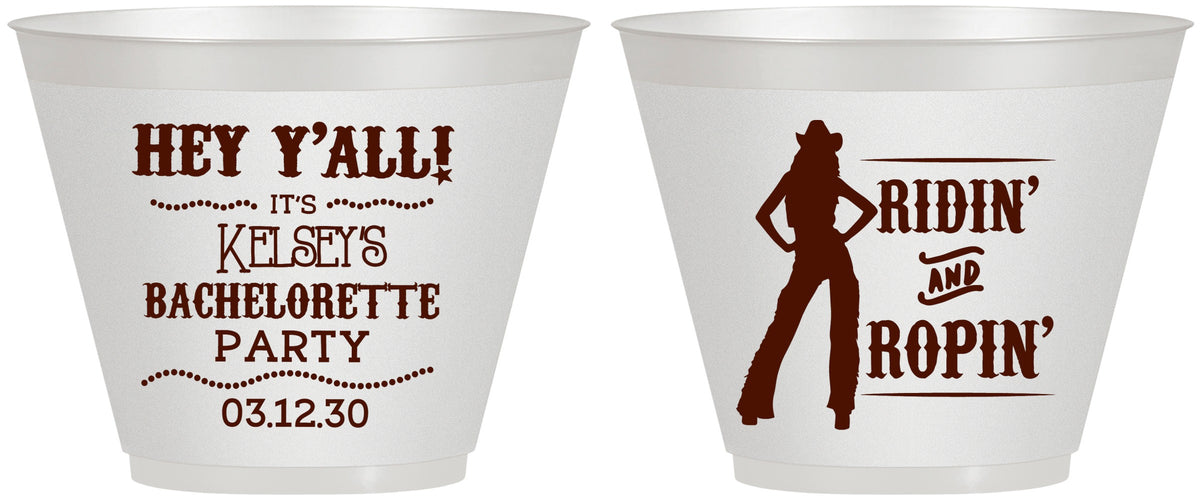 Custom Bachelorette 9 oz Wine Frosted Cups - Ridin And Ropin | 60078