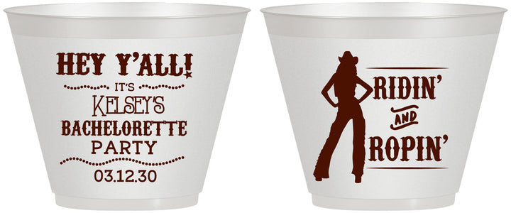 Custom Bachelorette 9 oz Wine Frosted Cups - Ridin And Ropin | 60078