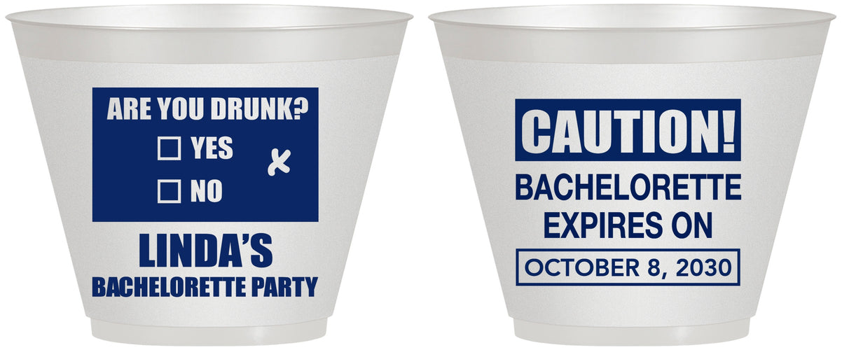 Custom Bachelorette 9 oz Wine Frosted Cups - Caution | 60082