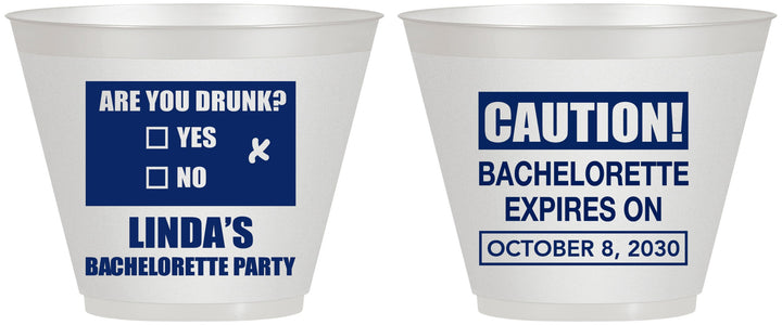 Custom Bachelorette 9 oz Wine Frosted Cups - Caution | 60082