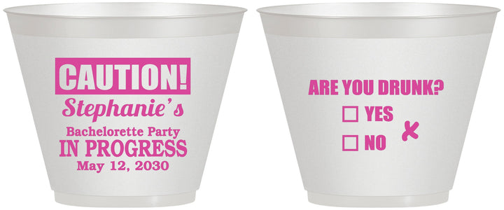 Custom Bachelorette 9 oz Wine Frosted Cups - Drunk Yes Or No | 60083