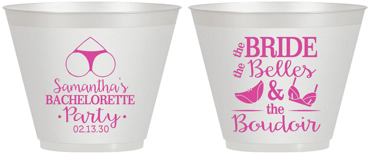 Custom Bachelorette 9 oz Wine Frosted Cups - Brides Bells Boudoir | 60085