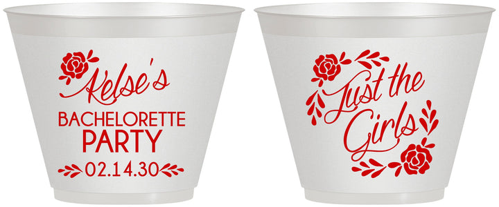 Custom Bachelorette 9 oz Wine Frosted Cups - Just The Girls | 60089