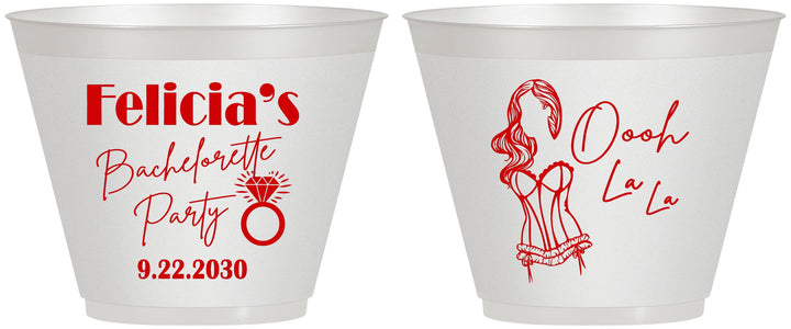 Custom Bachelorette 9 oz Wine Frosted Cups - Paris | 60090