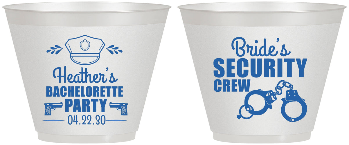 Custom Bachelorette 9 oz Wine Frosted Cups - Police Security Crew | 60091