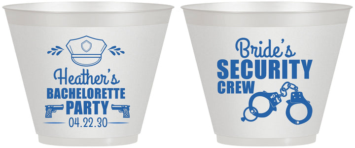 Custom Bachelorette 9 oz Wine Frosted Cups - Police Security Crew | 60091