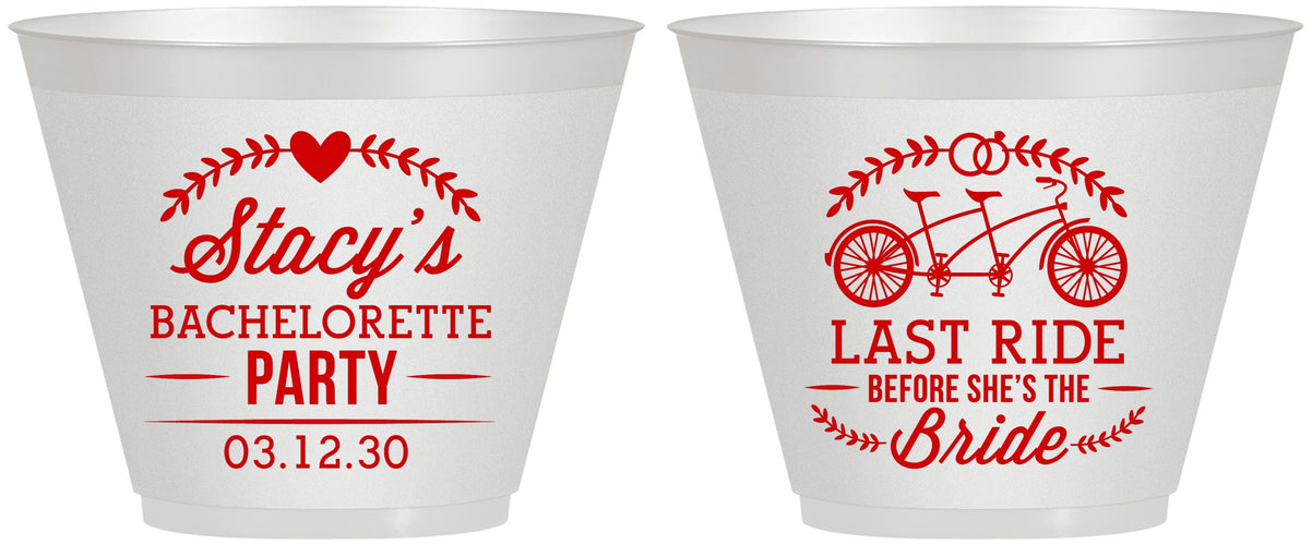 Custom Bachelorette 9 oz Wine Frosted Cups - Last Ride Before Bride | 60093