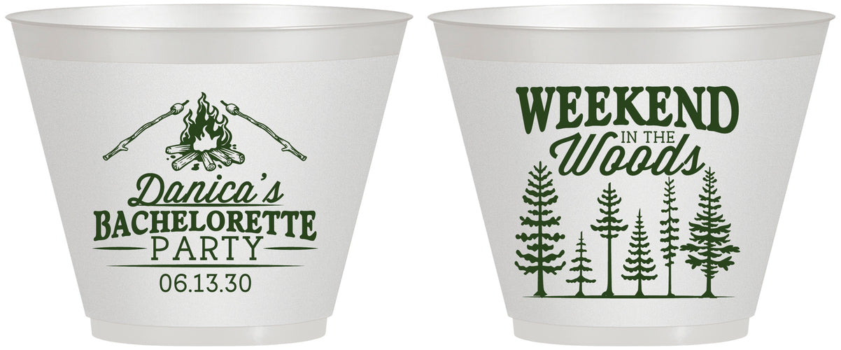 Custom Bachelorette 9 oz Wine Frosted Cups - Camping | 60094