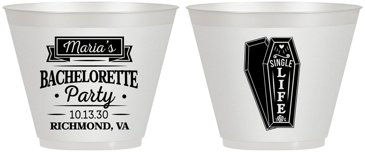 Custom Bachelorette 9 oz Wine Frosted Cups - Rip Single Life | 60095