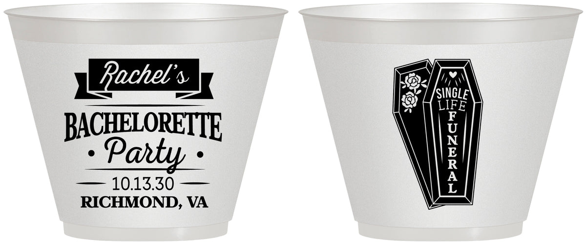 Custom Bachelorette 9 oz Wine Frosted Cups - Rip Single Life | 60096